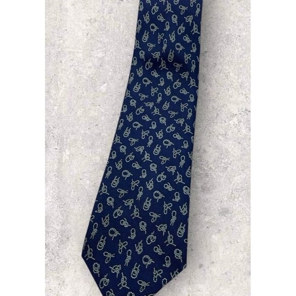 HERMÈS 771 UA Silk Tie FRANCE Blue Gray Rope Knot  W:3.2" EUC - Picture 6 of 6